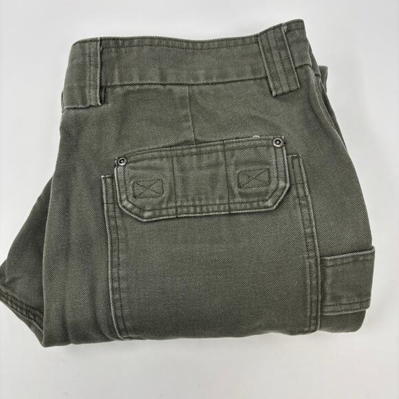 Duluth Trading Mens 38x32 Green Heavy Thick Canvas Cargo Work Pants - Picture 1 of 6